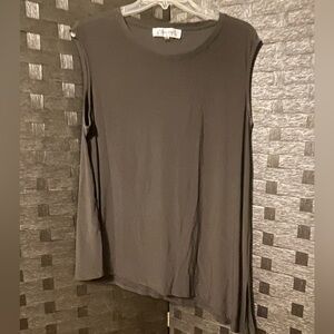 Jones Studio Large Top Sleeveless Stretch Pullover Black Asymmetrical